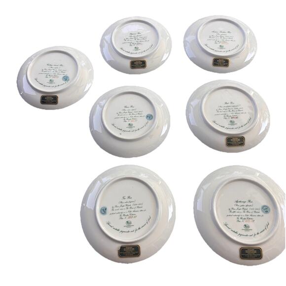 7 Vintage Hutschenreuther Germany Roses Of Redoute Plates Hamilton Collection - Picture 9 of 11